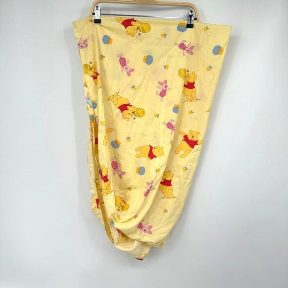 Vtg Disney Winnie the Pooh Crib/Toddler Fitted Bed Sheet Yellow Fabric Material - Picture 1 of 7